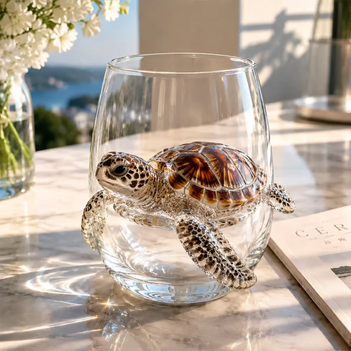🌊 Artisanal 3D Ocean Life Glass – A Tiny Underwater World in Every Sip ✨