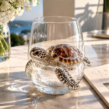 🌊 Artisanal 3D Ocean Life Glass – A Tiny Underwater World in Every Sip ✨