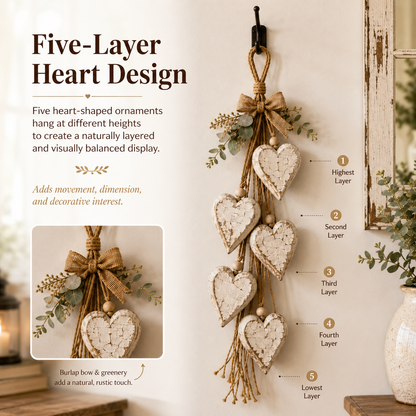 🤎 Handcrafted Hanging Heart Wall Decor – A Heartwarming Gift for Every Home