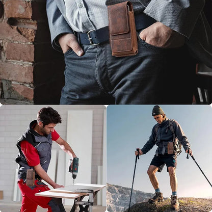 🔥Waist Belt Cell Phone Pouch 📱 Multi-Pocket Leather Holster with Card Holder