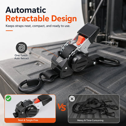 ⏰Today 52% OFF Sale🔥Dual-end Retractable Ratchet Tie Down Straps