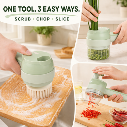 🧄 4-in-1 Handheld Electric Chopper: Slice, Mince, Peel & Auto-Clean!