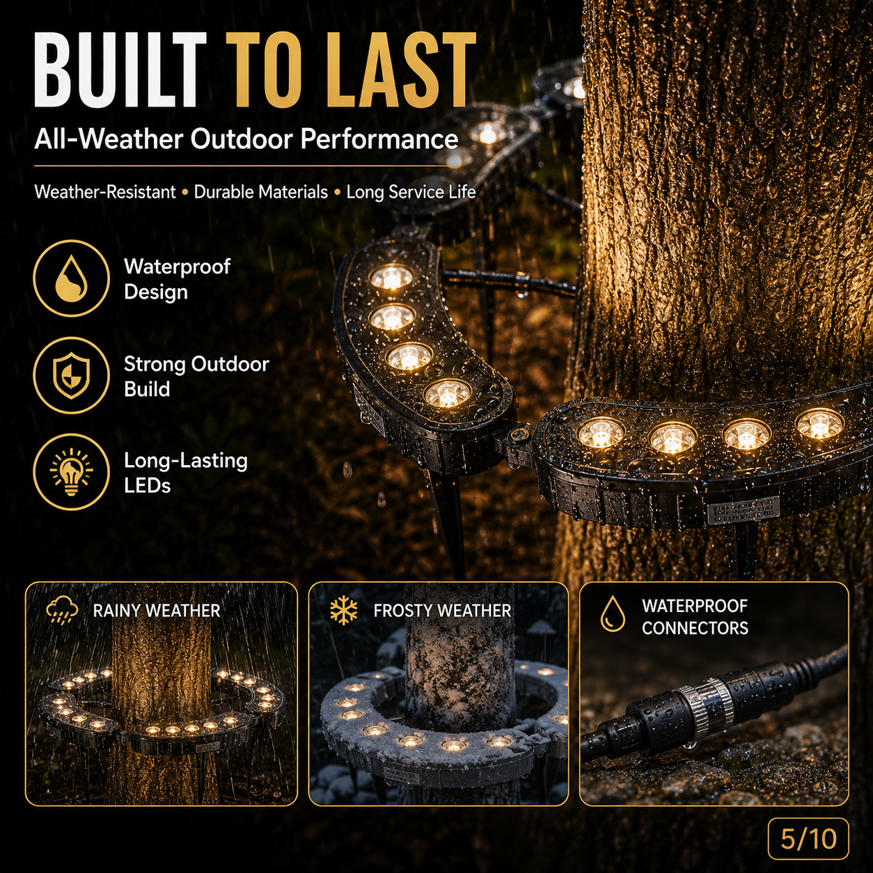 🌳💡 Ring-Shaped Solar Tree Lights – Weatherproof Outdoor Spotlights Ideal for Trees, Pillars, and Gardens