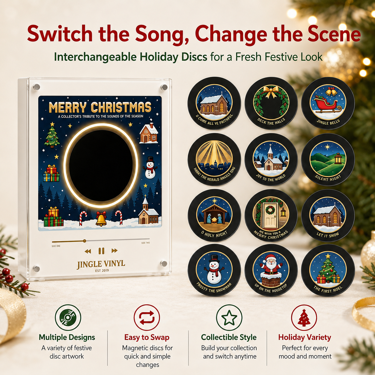 💽Christmas Magnetic Music Player Set Magnets for Refrigerator