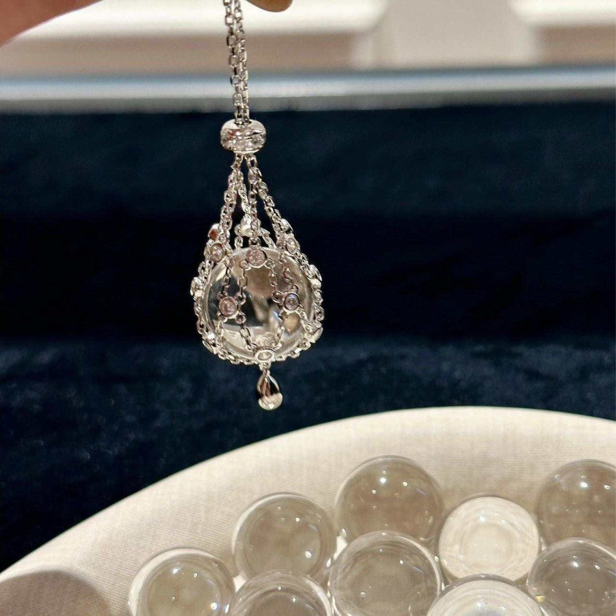 Celestial Crystal Cage Pendant Necklace