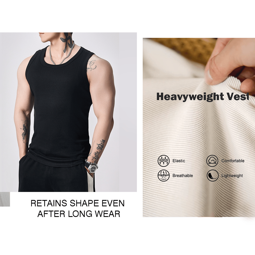 🔥Men's  Wide Strap Ribbed Tank Top