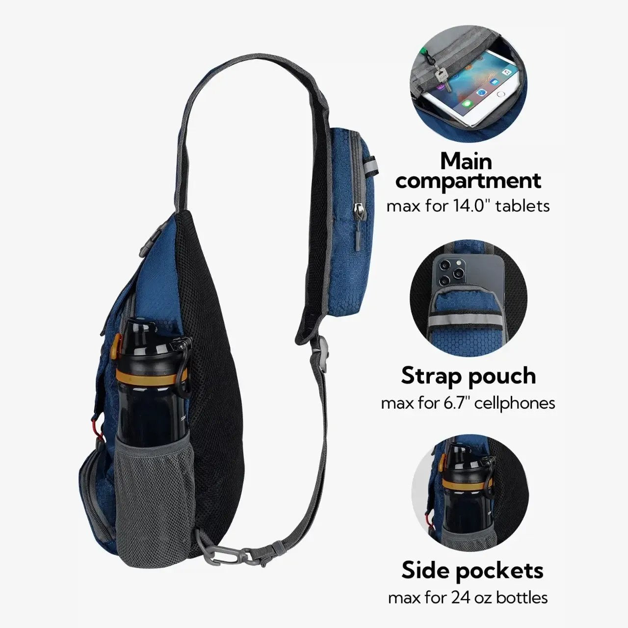 🌟 Packable Small Crossbody Sling Backpack with Side Pouch - ✨ Perfect for Hiking and Traveling