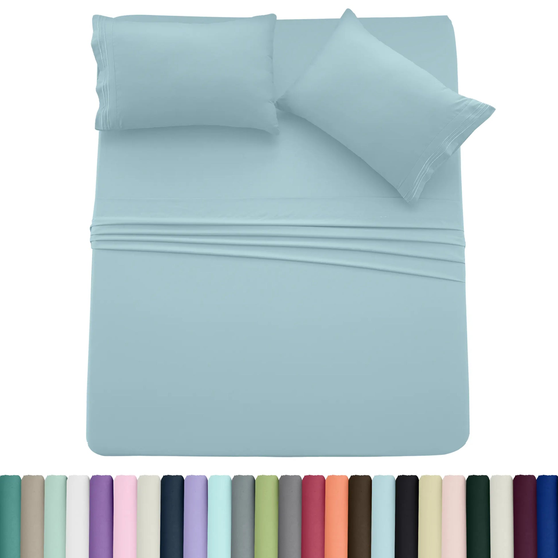 DECOR 4 Pcs Solid Bed Sheets - Brushed Microfiber Set
