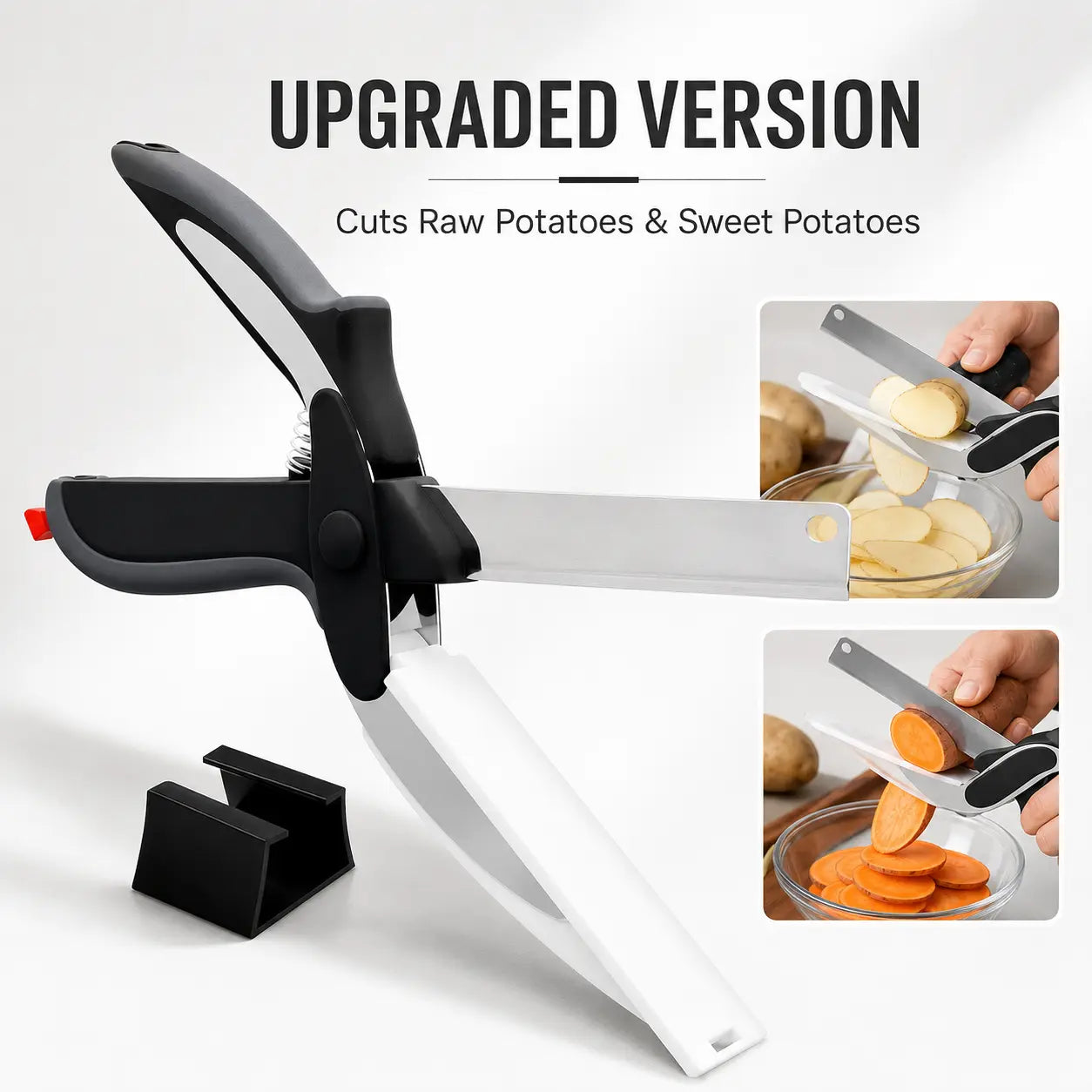 2-in-1 Kitchen Scissors with Cutting Board – Stainless Steel Food Cutter for Meat, Vegetables, Fruit & Cheese