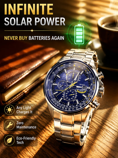 ⌚ Swiss Pilot Watch｜Authentic Swiss‑handcrafted, microscope‑calibrated movement, lifetime‑no‑replace solar movement, professional 20ATM waterproof 💧