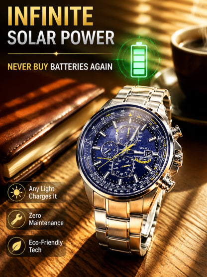 ⌚ Swiss Pilot Watch｜Authentic Swiss‑handcrafted, microscope‑calibrated movement, lifetime‑no‑replace solar movement, professional 20ATM waterproof 💧