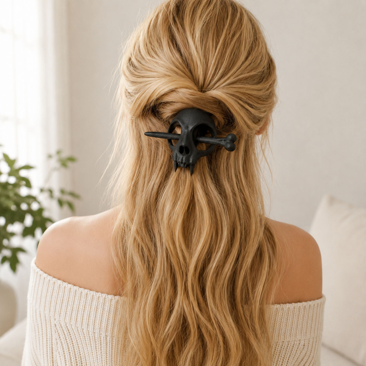 💀Gothic Skull Hair Stick Clip | A Bold Hair Accessory for Ponytails, Braids, Buns & Half-Up Styles✨