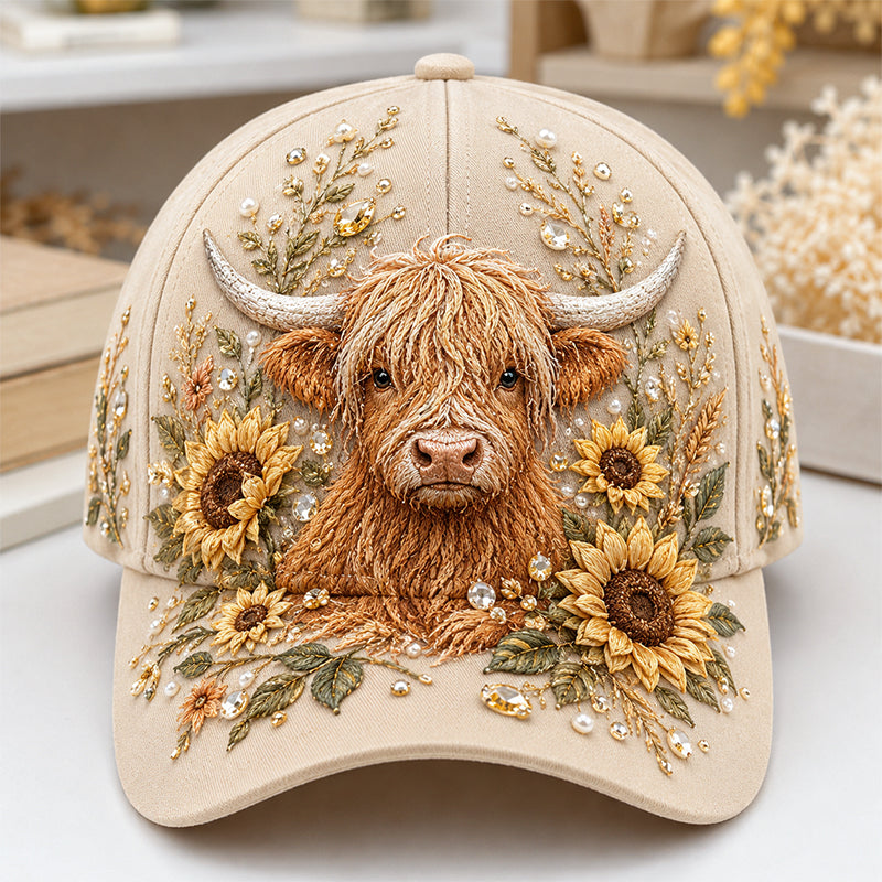🔥 Last Day 49% OFF – 🦬✨ 3D Highland Cow Printed Cap