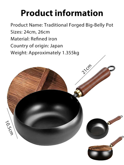 🥘 Authentic Handmade Pure Iron Pan | PFOA-Free | All Stoves Compatible | Physical Non-Stick | Boost Iron Levels ✨