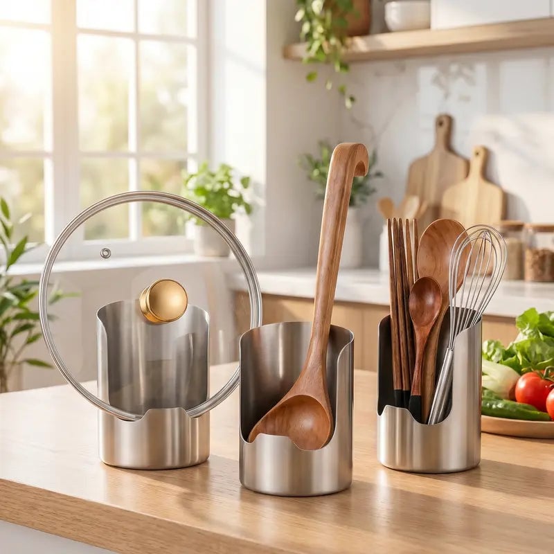 ✨ 49% OFF Stainless Steel Utensil Organizer | Keep Your Kitchen Counter Clean & Stylish 🍴