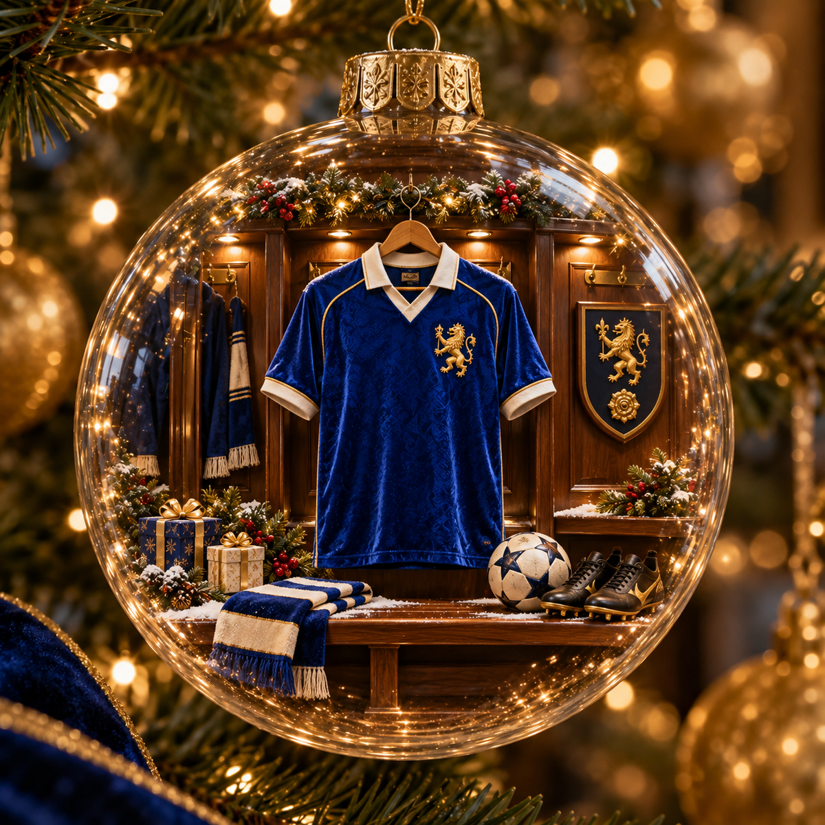 🎄Keep the Blue Flag Flying High Light-Up Football Heritage Diorama Ornament