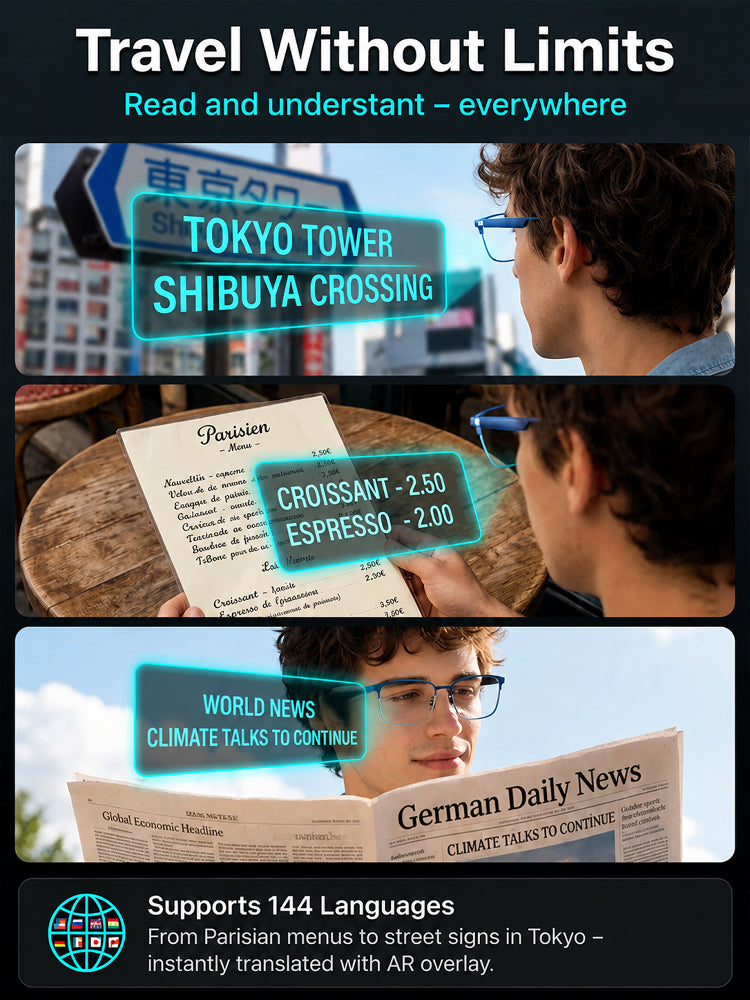 【Real-time translation, zoom, and color-changing smart glasses】Zero-error, zero-latency translation
