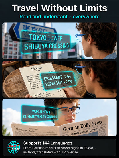 【Real-time translation, zoom, and color-changing smart glasses】Zero-error, zero-latency translation