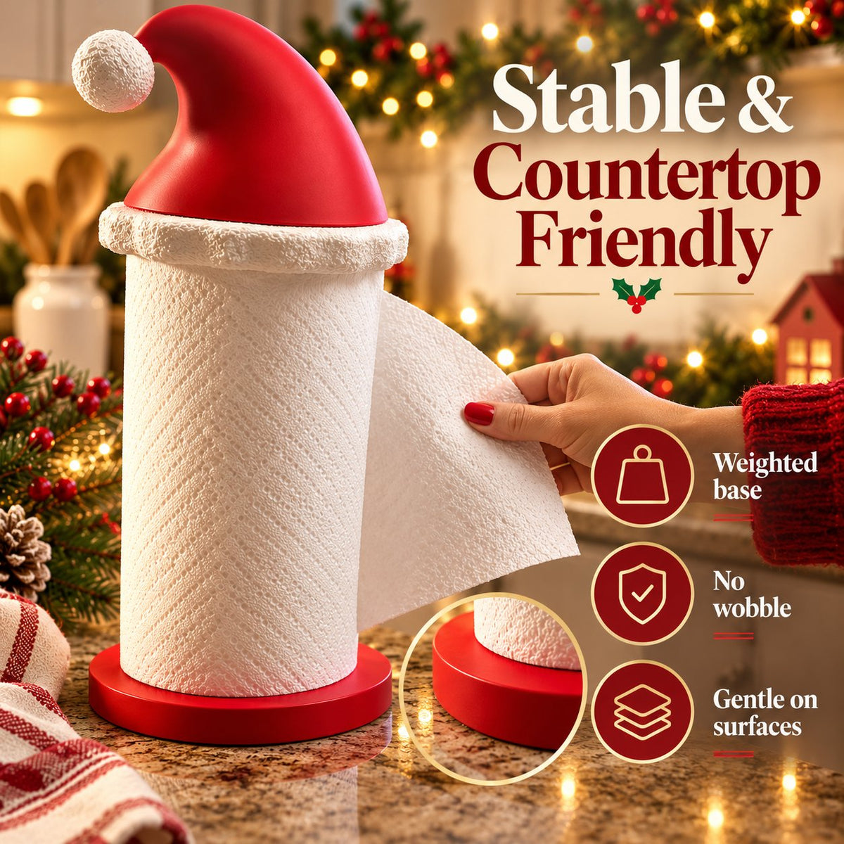 🎅 Santa Hat Paper Towel Holder