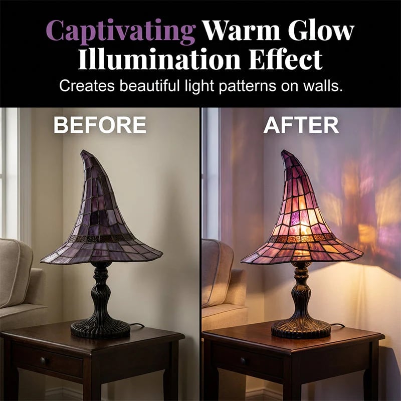 🧙‍♀️ Stained-Resin Witch Hat Lamp – Enchanting Gothic Ambient Light