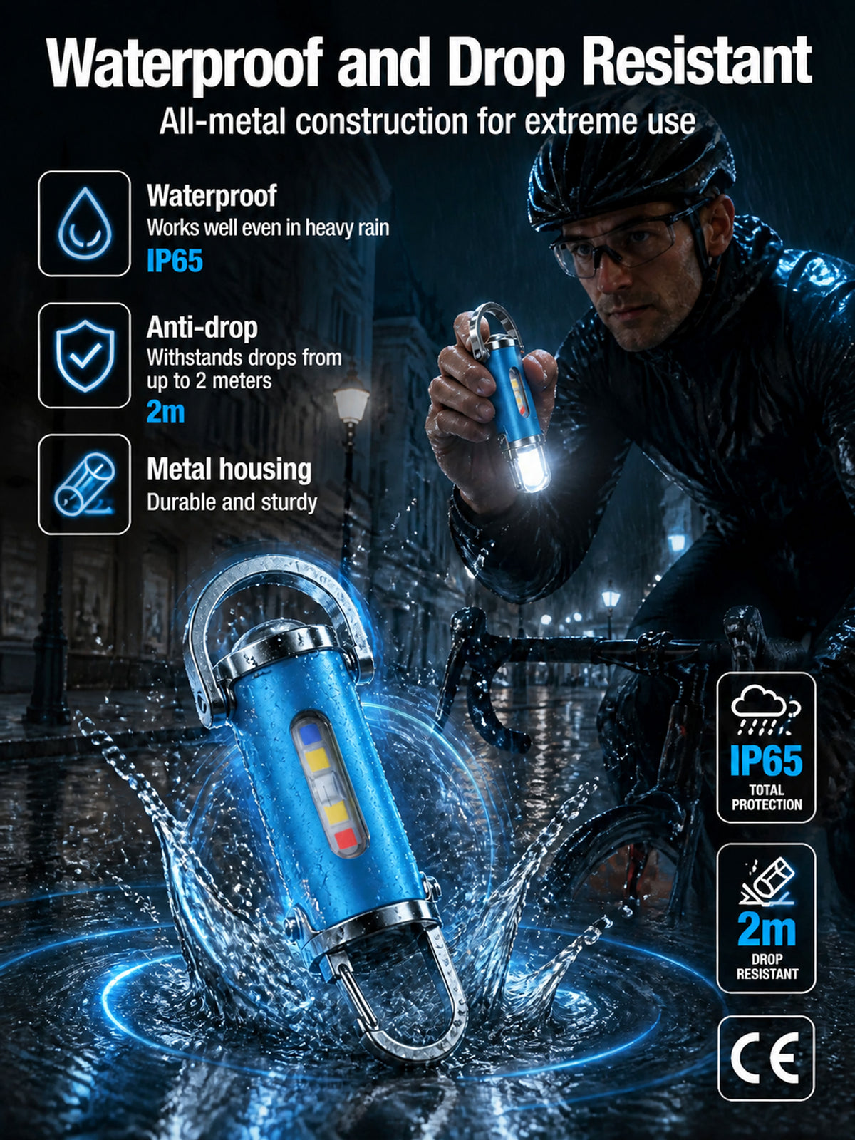 【3-in-1 Multifunction】SOS Emergency Light Flashlight
