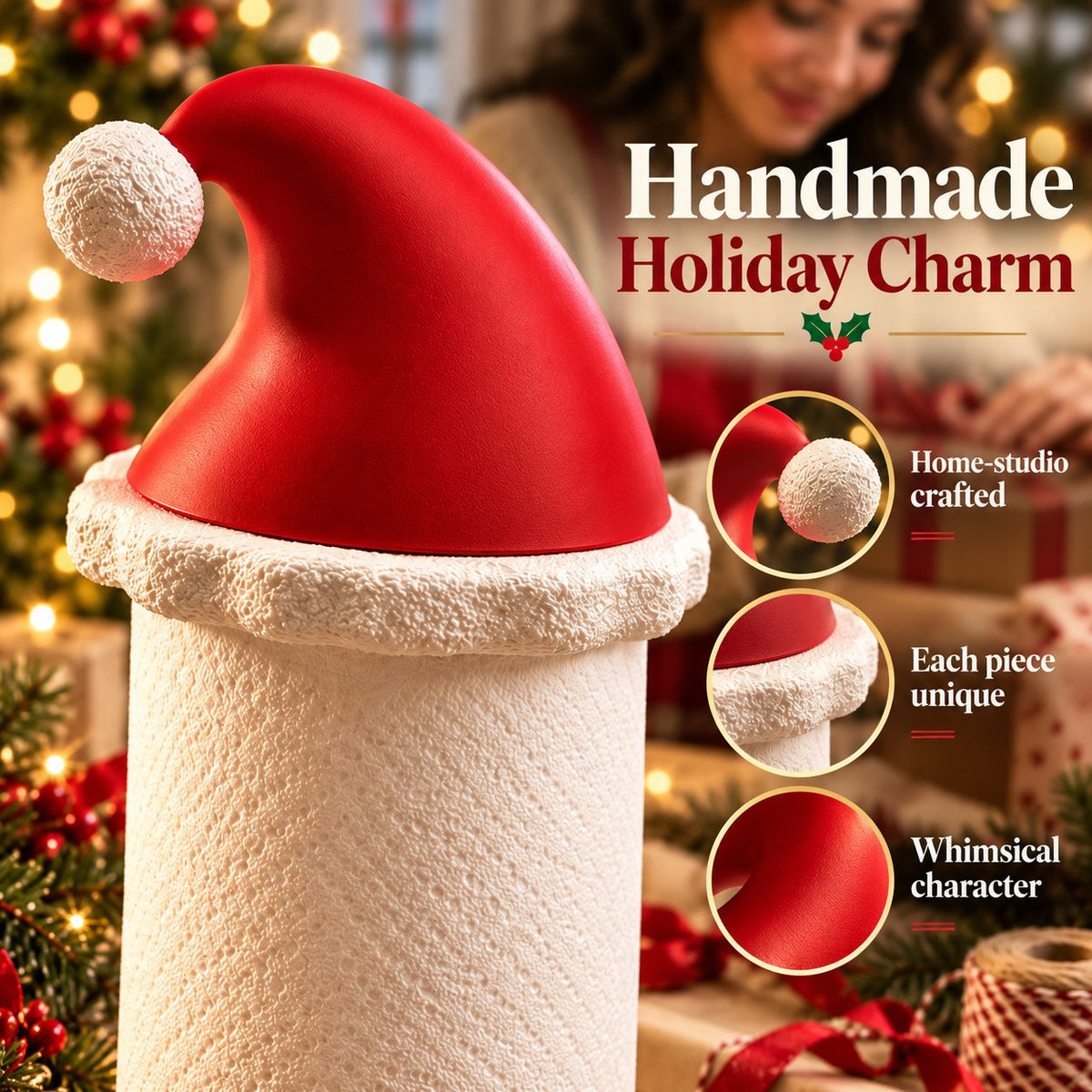 🎅 Santa Hat Paper Towel Holder