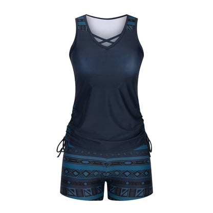 Women's Tummy Control Tankini Set with Built-In Bra – Flattering Boho Swimwear with Shorts💝
