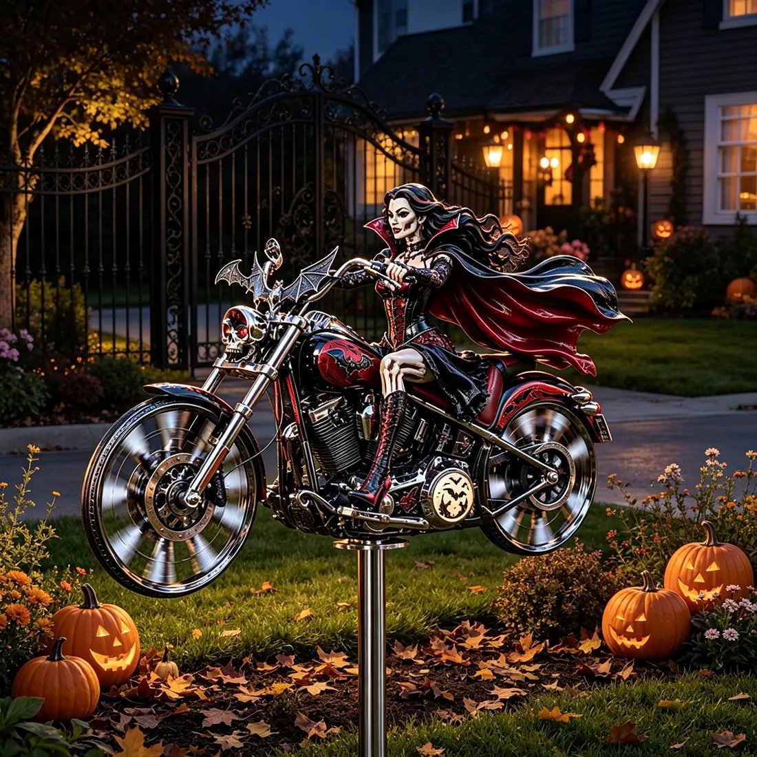 🎃 Halloween Motorcycle Garden Windmill 🏍️