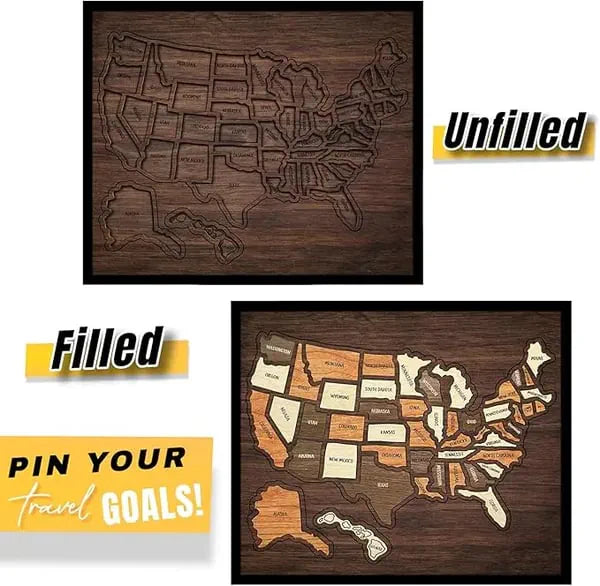 🔥Limited 49% off - USA Wooden Travel Map Puzzle for Adventure Lovers