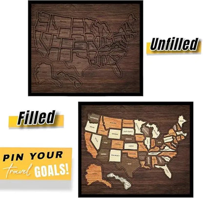 🔥Limited 49% off - USA Wooden Travel Map Puzzle for Adventure Lovers