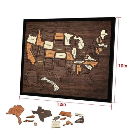 🔥Limited 49% off - USA Wooden Travel Map Puzzle for Adventure Lovers