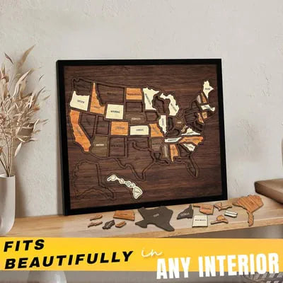 🔥Limited 49% off - USA Wooden Travel Map Puzzle for Adventure Lovers