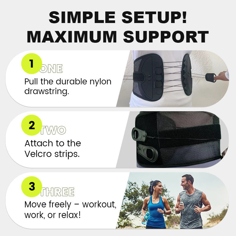 Simple setup for adjustable lumbar support belt