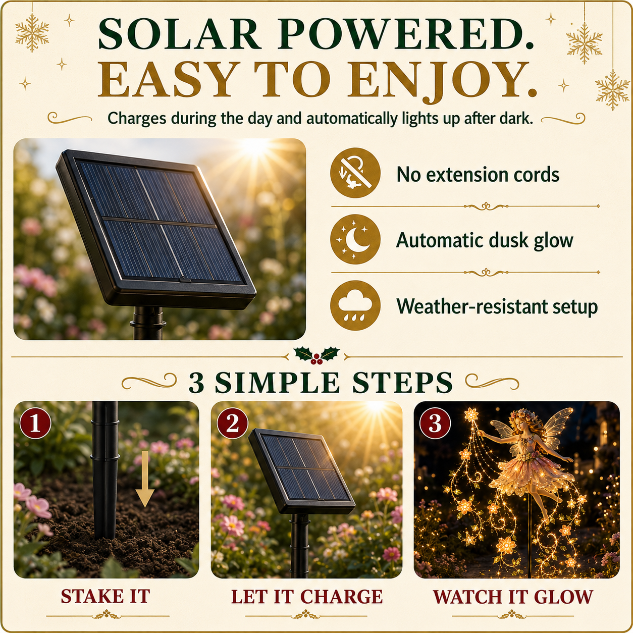 🎁Last Day 49% OFF-✨ Enchanted Flower Fairy Solar Garden Light – Magical Glowing Outdoor Christmas Yard Decor 🧚🌸
