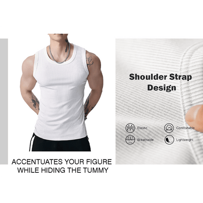 🔥Men's  Wide Strap Ribbed Tank Top