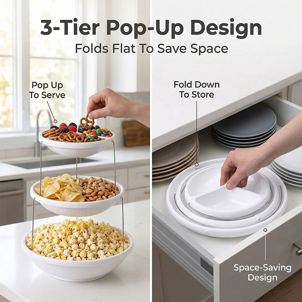 Foldable Pop-Up Snack Serving Trays