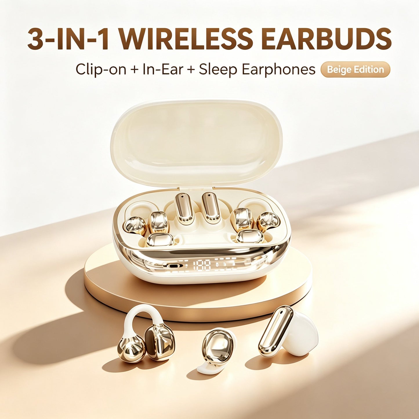 3-in-1 Bluetooth Wireless Earbuds with Chargeable Power Bank Case