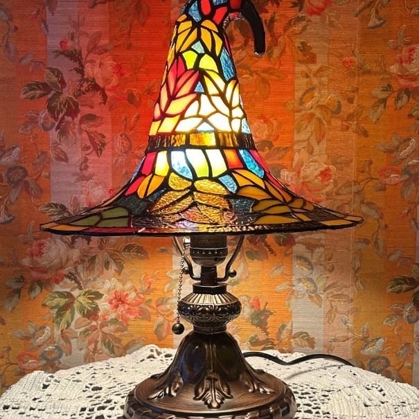 Witch Hat Lamps - Handcrafted Stained Gothic Wizard Hat Lights for Decor
