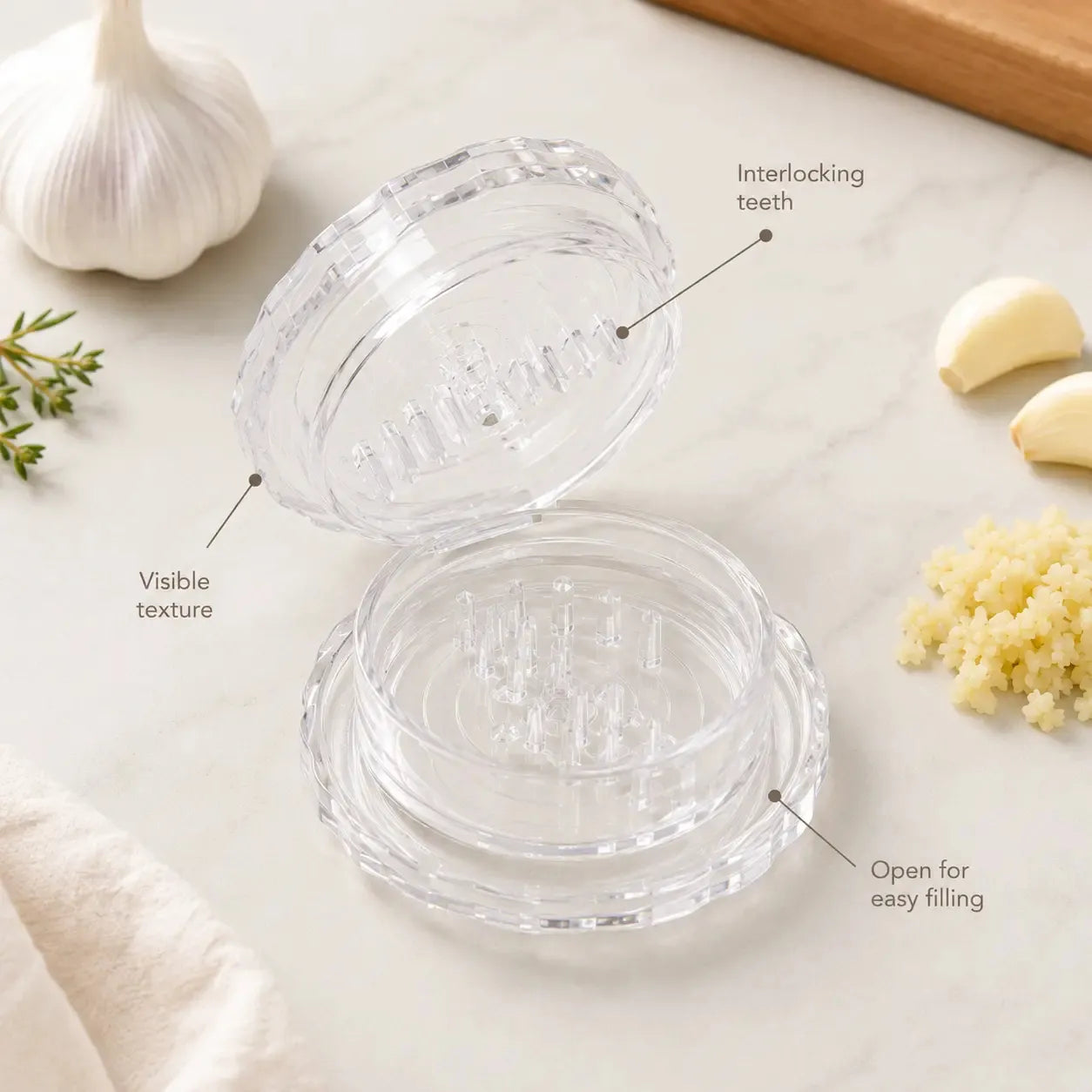 2PCS Clear Manual Garlic Twister and Ginger Mincer Tool