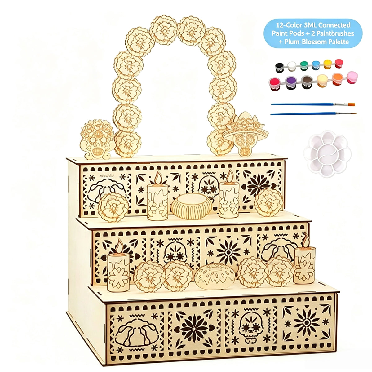 🔥Last Day 49% OFF - 🎃🏵️Day of the Dead Wooden Altar Display Set | 💕Death is not the end of life, forgetting is(📦Buy 2 Free Shipping)
