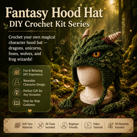 🔥LAST DAY 50% OFF - 🧵 Fantasy Hood Hat DIY Crochet Kit – Create Your Own Magical Wearable Character Hat