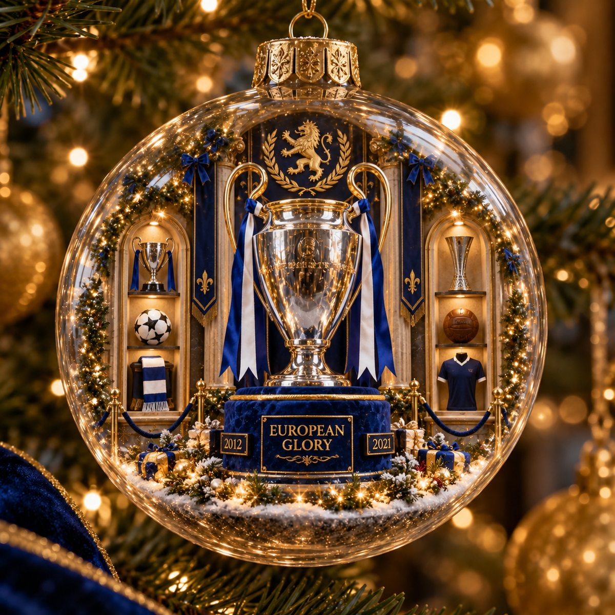 🎄Keep the Blue Flag Flying High Light-Up Football Heritage Diorama Ornament