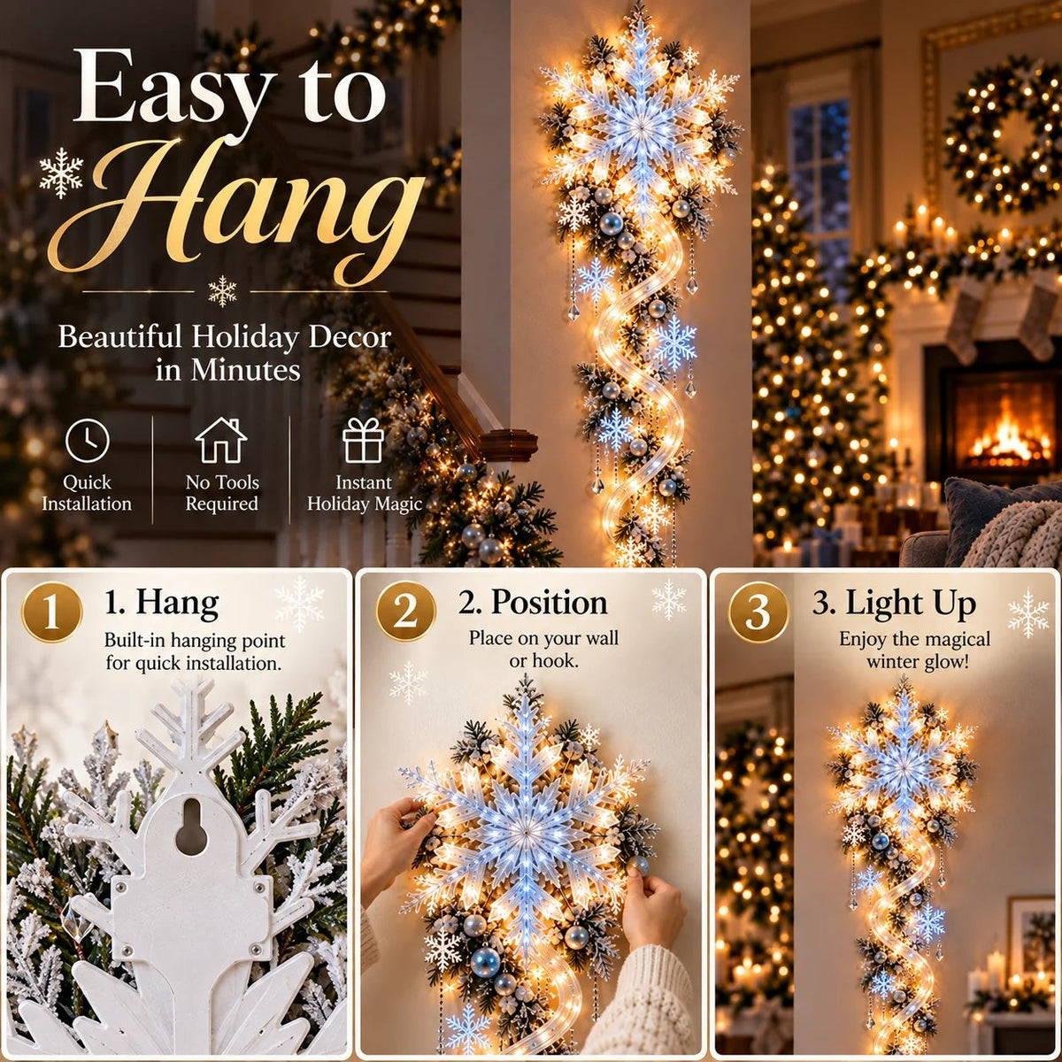 ❄️ Giant Snowflake Blizzard Trail™- Let the Snowstorm Glow Indoors