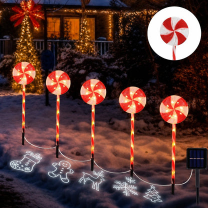 ✨🎄Solar Candy Cane Projector Pathway Lights – Light the Way to Christmas