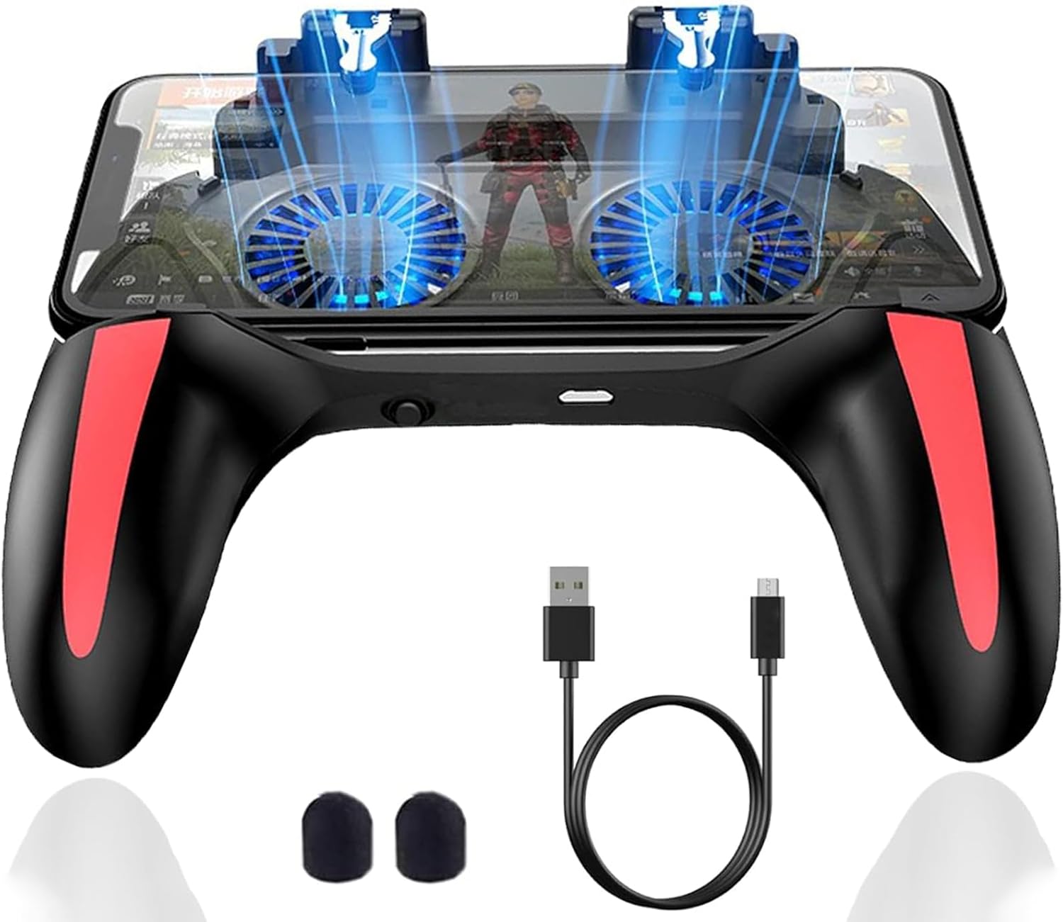 Mobile Game Controller with 5000mAh Power Bank & Cooling Fan & Gaming Grip Gamepad for 4.7-7" Android iOS Phone