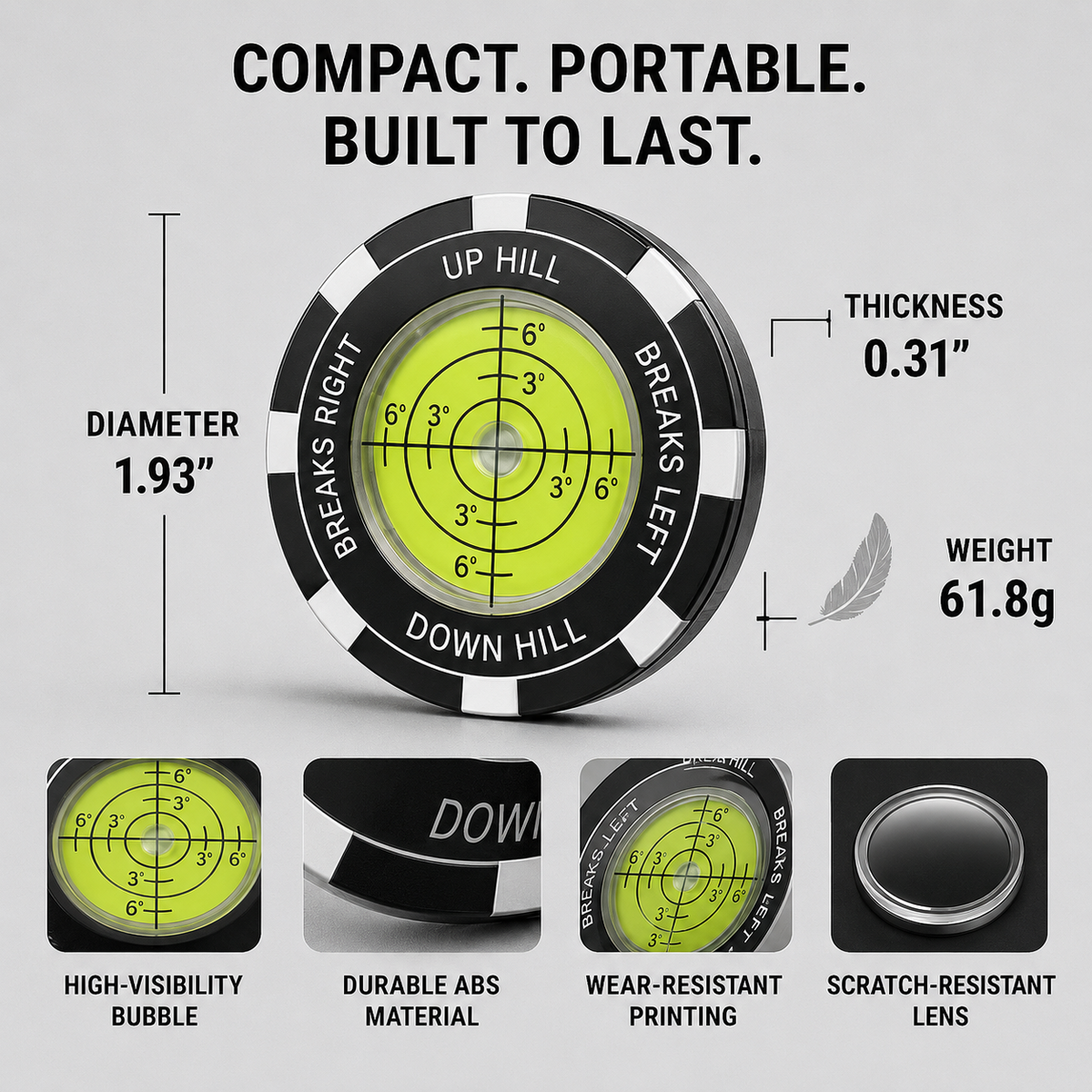 🏌️‍♂️⛳High-Precision Golf Green Reader – Portable Putting Slope Level Training Tool