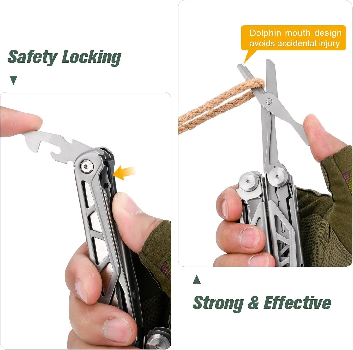 🚀16-in-1 Multitool with Large Scissors | Compact Outdoor Tool for Camping & Repairs
