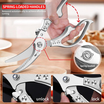 ✂️ LIMITED TIME 50% OFF! ⚡ Heavy-Duty Multifunction Kitchen Shears – 4-in-1 Tool with Fish Scaler, Bottle Opener & Safety Lock 🔪