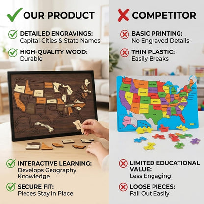 🔥Limited 49% off - USA Wooden Travel Map Puzzle for Adventure Lovers