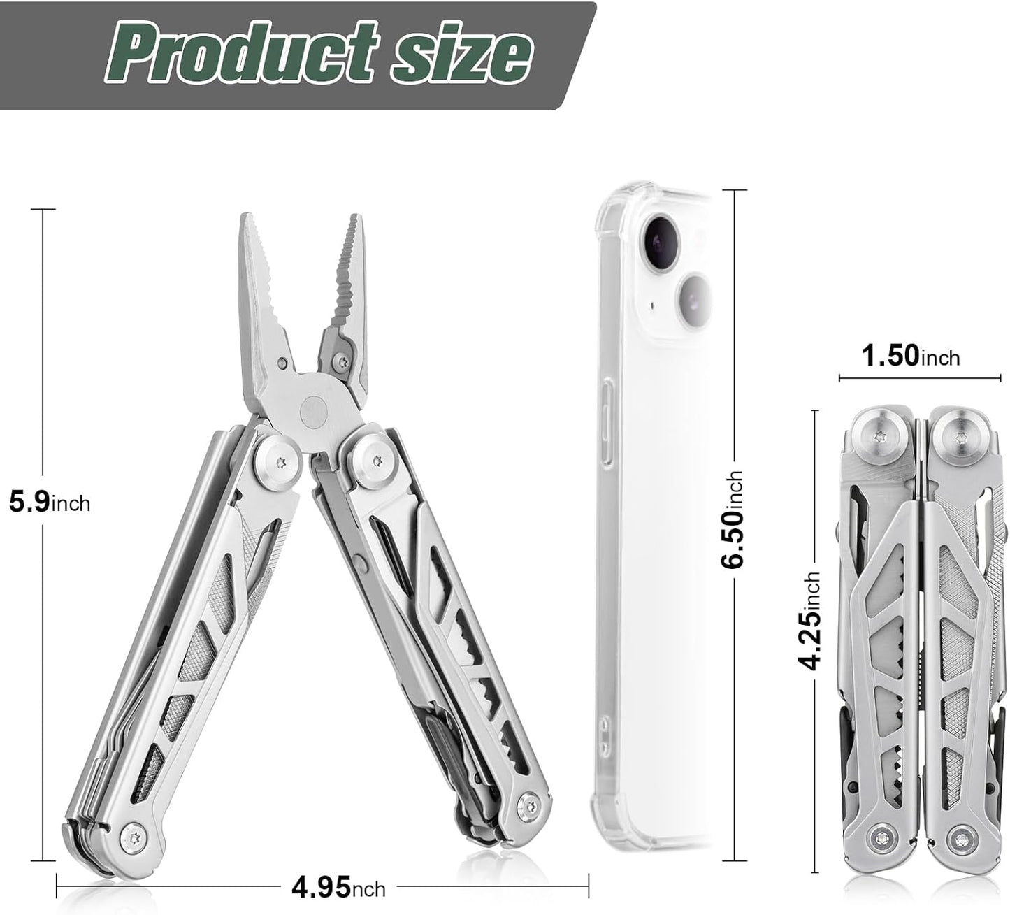 🚀16-in-1 Multitool with Large Scissors | Compact Outdoor Tool for Camping & Repairs
